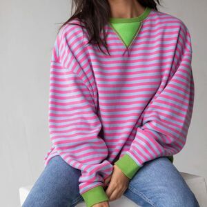 NWOT Natural Life Taffy Twist Oversized Striped Crewneck Size Large/ Extra Large